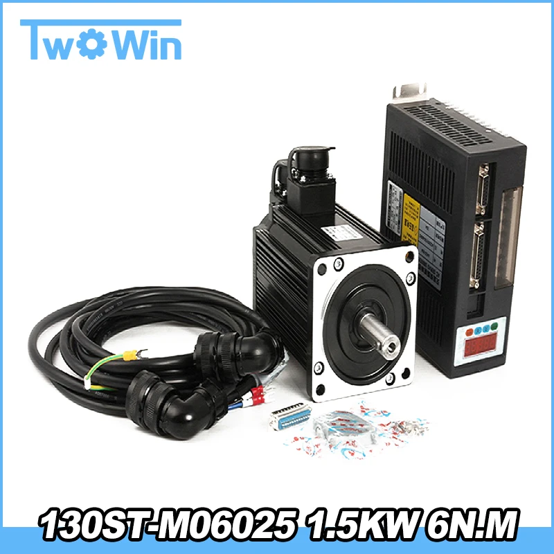 130ST-M06025 1.5KW 6N.M 1500W AC servo motor and Driver with 3 Meter Cable Motor Kits
130ST-M06025 1.5KW 6N.M 1500W AC servo motor and Driver with 3 Meter Cable Motor Kits