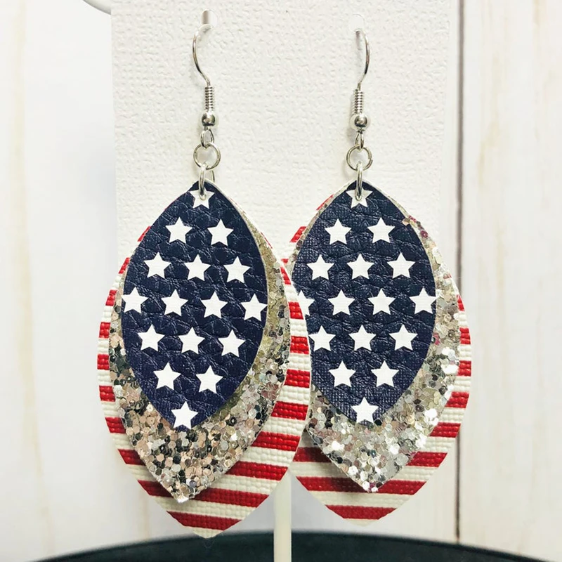 Three Layer 4th of July Flag Print Teardrop Earrings Glitter Stripe Stacked Faux Leather Earrings Lightweight Leaf Drop Earrings
Three Layer 4th of July Flag Print Teardrop Earrings Glitter Stripe Stacked Faux Leather Earrings Lightweight Leaf Drop Earrings