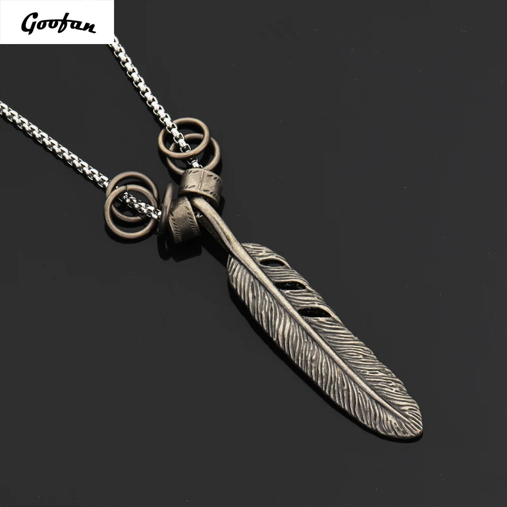 Goofan Hiphop Men Personality Vintage Silver Feather set Pendant&Necklace Stainless Steel Trendy Charm Fashion Jewelry STN642
Goofan Hiphop Men Personality Vintage Silver Feather set Pendant&Necklace Stainless Steel Trendy Charm Fashion Jewelry STN642