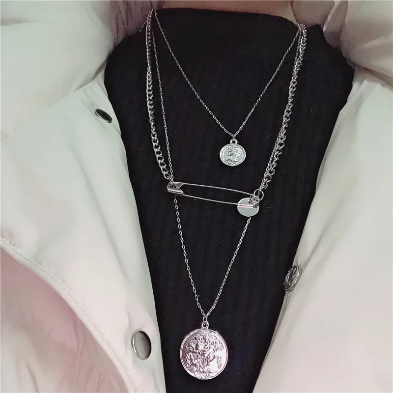 JCYMONG Vintage Gold Silver Color Multilayer Chain Necklaces For Women 2019 New Fashion Pin Portrait Coins Pendant Long Necklace
JCYMONG Vintage Gold Silver Color Multilayer Chain Necklaces For Women 2019 New Fashion Pin Portrait Coins Pendant Long Necklace