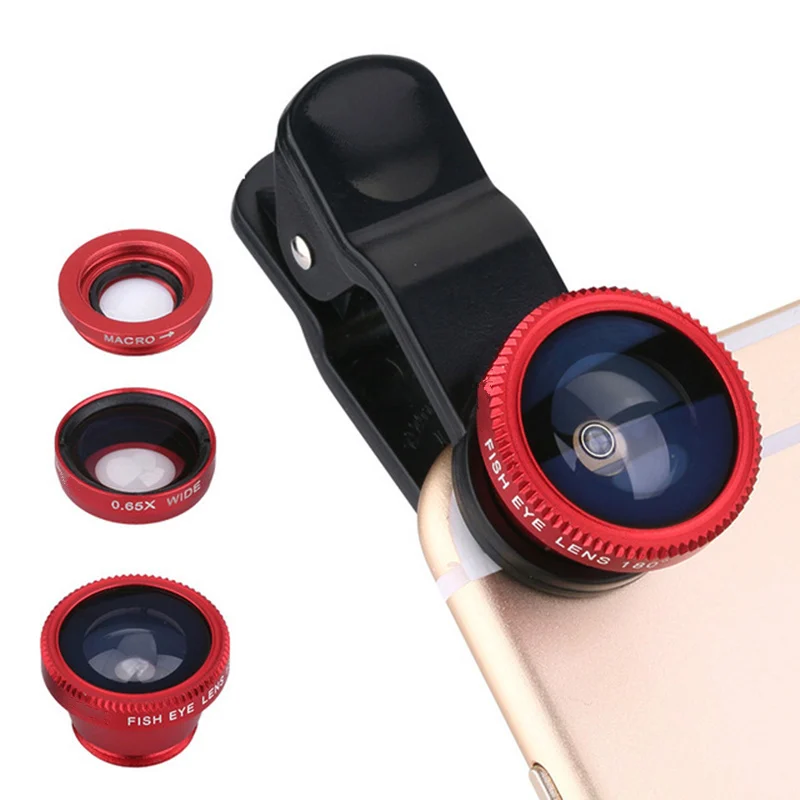

3 in1 Universal Clip+Fish Eye+Wide Angle+Macro Lens For iPhone 5/6 Samsung LG HTC Moto Xiaomi Huawei Mobile Phone Fisheye Lens
