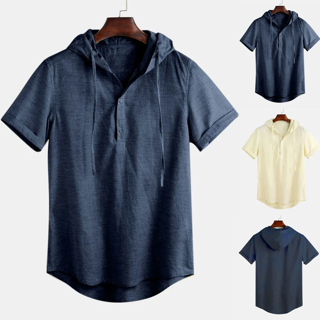 Hoodie Linen Cotton Shirt Men 2019 New Fashion Vintage Hooded Button Linen Solid Short Sleeve Retro Shirts Tops Blouse
Hoodie Linen Cotton Shirt Men 2019 New Fashion Vintage Hooded Button Linen Solid Short Sleeve Retro Shirts Tops Blouse