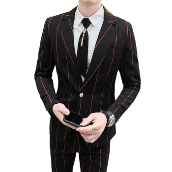 Black striped men suit two-piece set slim design men suit jacket with pant Asia size S M L XL XXL XXXL
Black striped men suit two-piece set slim design men suit jacket with pant Asia size S M L XL XXL XXXL