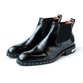 2017 Handmade rivets Light skinned ankle boots pointed toe Chelsea short boots fashion black slip on booties free shipping EU45
2017 Handmade rivets Light skinned ankle boots pointed toe Chelsea short boots fashion black slip on booties free shipping EU45