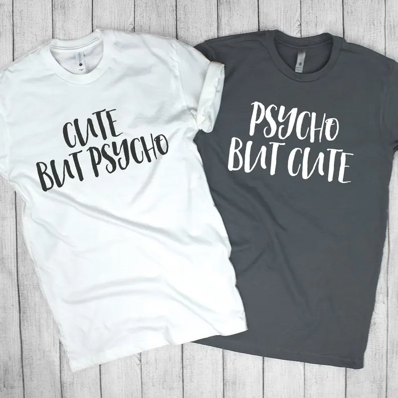 

Skuggnas New Arrival Cute But Psycho Fashion T-shirt Psycho But Cute Best friends shirts bff Clothing Bestie shirts Best Friends