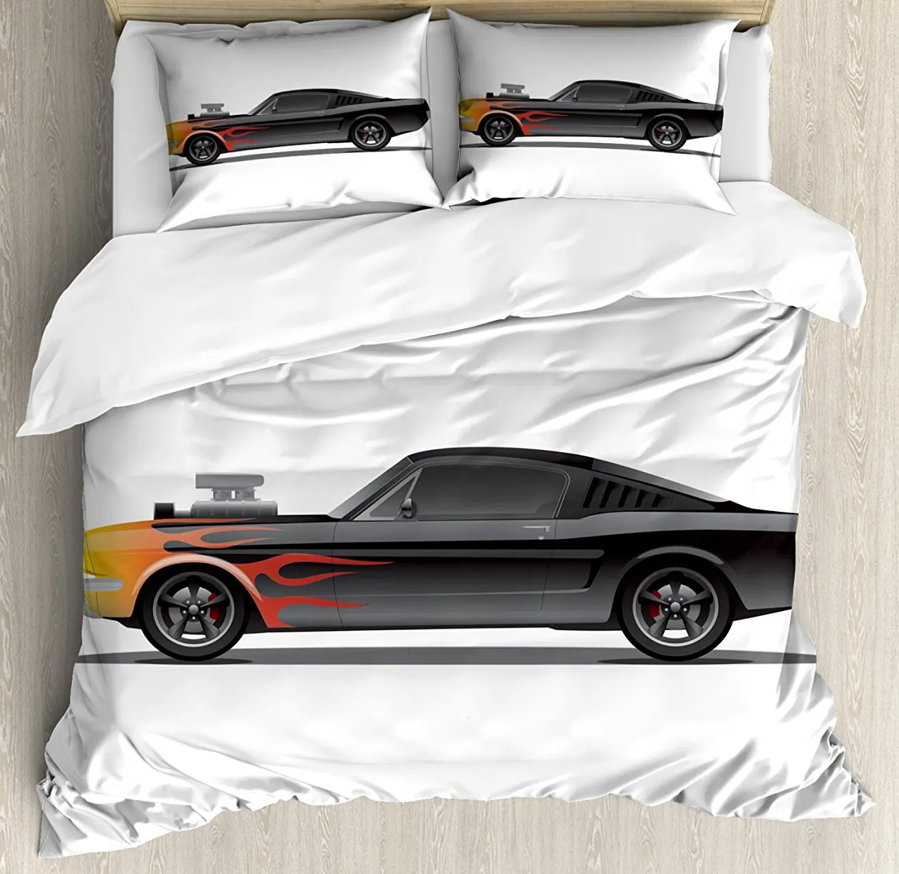 Cars Duvet Cover Set Custom Design Muscle Car with Supercharger and Flames Roadster Retro Styled, Decorative 4 Piece Bedding Set
Cars Duvet Cover Set Custom Design Muscle Car with Supercharger and Flames Roadster Retro Styled, Decorative 4 Piece Bedding Set