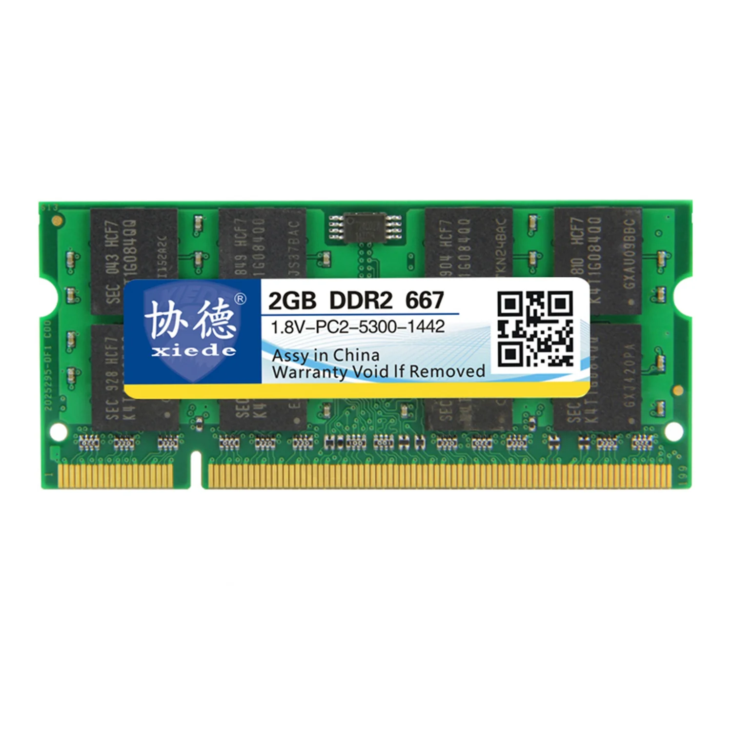 Xiede Laptop Memory Ram Module DDR2 667 PC2-5300 667Mhz Compatible with Intel Processor and AMD Processor For Notebook X025
Xiede Laptop Memory Ram Module DDR2 667 PC2-5300 667Mhz Compatible with Intel Processor and AMD Processor For Notebook X025