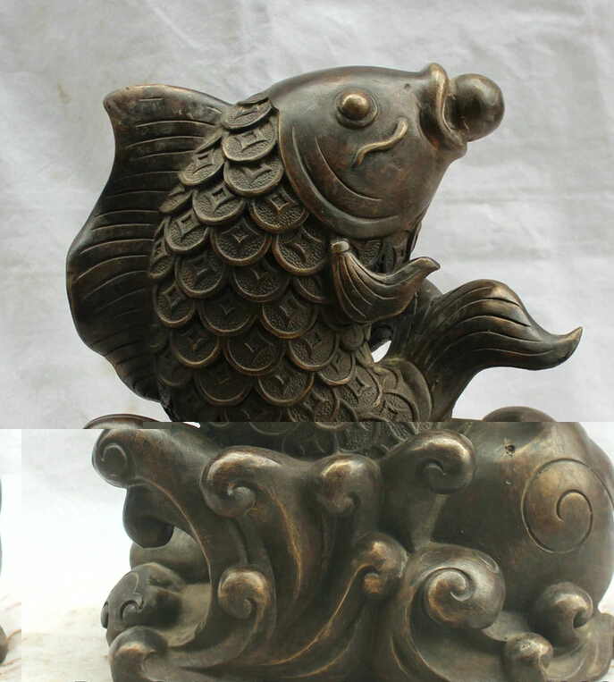 song voge gem S2466 14" China Chinese Bronze animal Folk Feng Shui Fish barracuda Statue sculpture
song voge gem S2466 14" China Chinese Bronze animal Folk Feng Shui Fish barracuda Statue sculpture