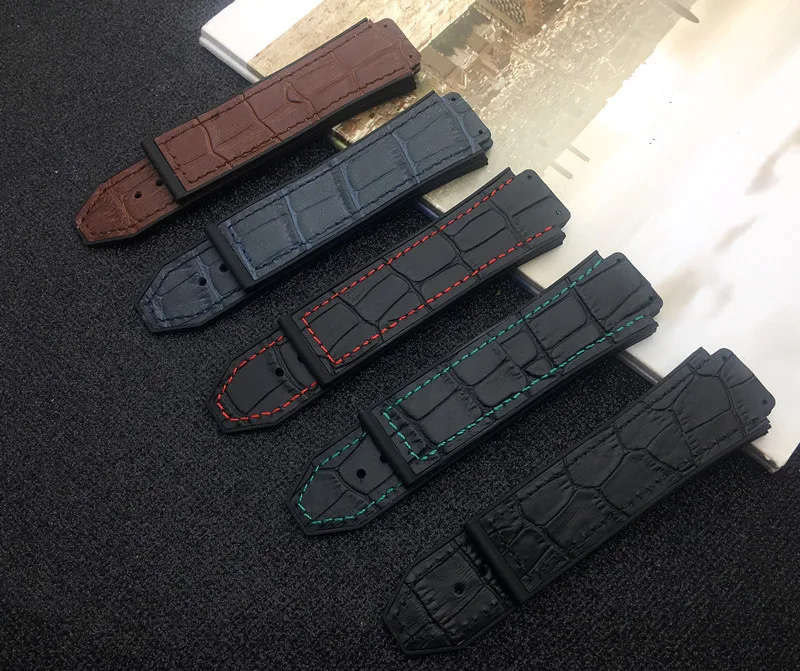Black Brown Blue 25*19mm Italy Leather Rubber silicone Watchband for Hublot strap for Big Bang belt Watch band fusion F1 logo on
Black Brown Blue 25*19mm Italy Leather Rubber silicone Watchband for Hublot strap for Big Bang belt Watch band fusion F1 logo on