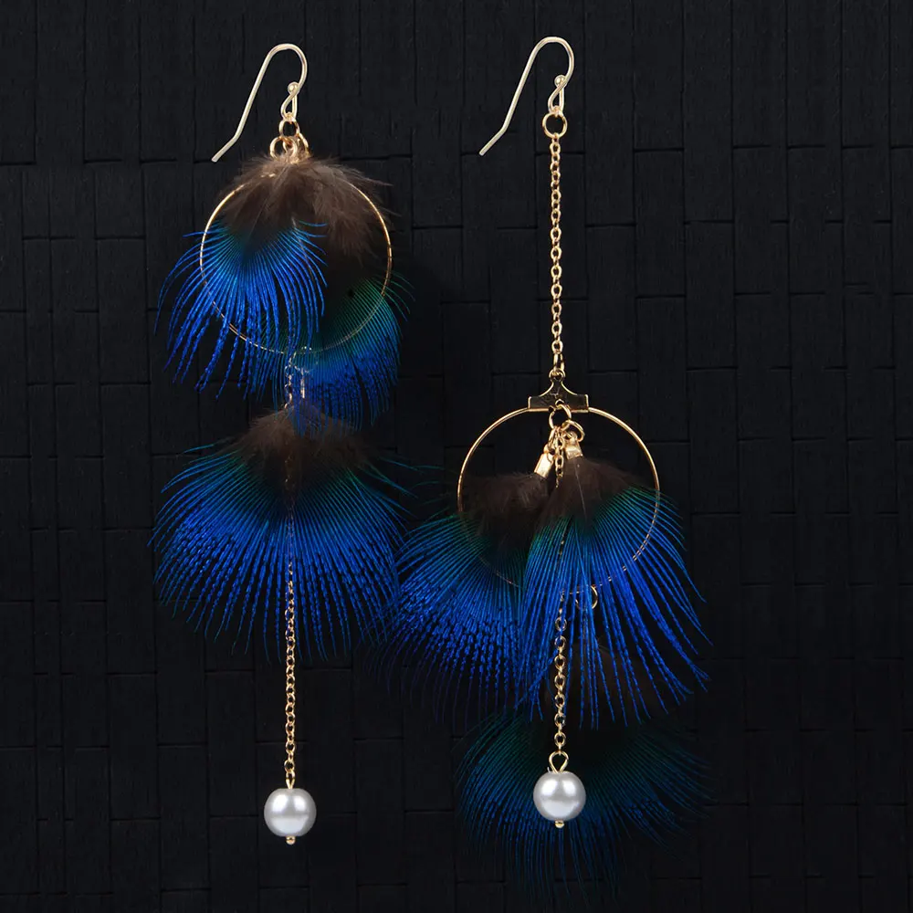 LFPU Trendy AB Design Peacock Feathers Long Earrings Imitation Pearl Circle Drop Earrings Wholesale For Women Cute Gift
LFPU Trendy AB Design Peacock Feathers Long Earrings Imitation Pearl Circle Drop Earrings Wholesale For Women Cute Gift