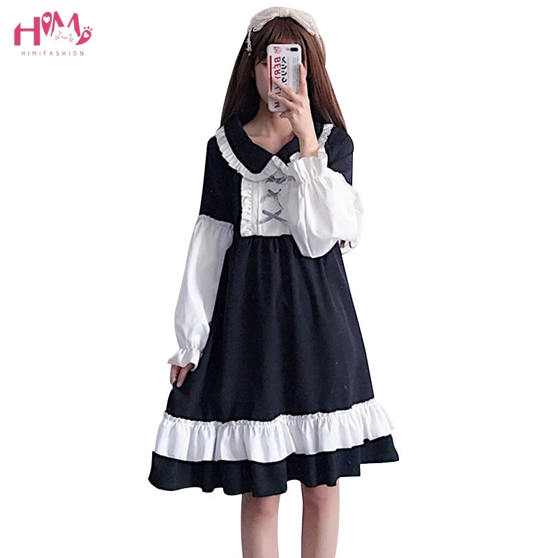 Japanese Harajuku Soft Sister Sweet Dress Punk Gothic Lolita Style Black Dress Long Sleeve Peter Pan Collar Ruffle Vintage Dress
Japanese Harajuku Soft Sister Sweet Dress Punk Gothic Lolita Style Black Dress Long Sleeve Peter Pan Collar Ruffle Vintage Dress