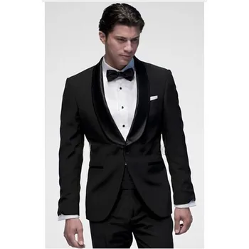 Unique black Male mens suit Shawl Lapel Groomsman Tuxedo 2017 new satin lapel smoking Men Wedding Suits masculino (jacket+Pants)
Unique black Male mens suit Shawl Lapel Groomsman Tuxedo 2017 new satin lapel smoking Men Wedding Suits masculino (jacket+Pants)
