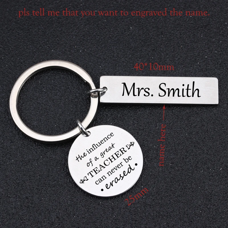 For Teacher's Day Keychain Gift Engraved The Influence Of A Great Teacher Can Never Be Erased Personalized Name Key Ring Tag
For Teacher's Day Keychain Gift Engraved The Influence Of A Great Teacher Can Never Be Erased Personalized Name Key Ring Tag