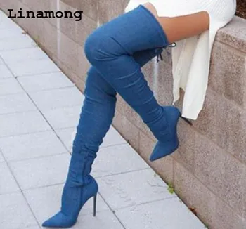 2018 hot sell Women Sexy Pointed toe blue Over Knee thin heel high heel long Boots Strange style Slim Long Boots
2018 hot sell Women Sexy Pointed toe blue Over Knee thin heel high heel long Boots Strange style Slim Long Boots