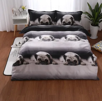 

2018 3d Furry Arctic Doggies Husky Bedding Set gray Kids Cartoon Bed Set King Size Duvet Cover Animal Dog Pug Print Bedclothes