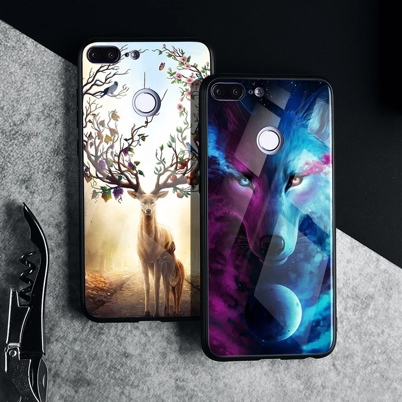 Hisomone Animal Tempered Glass Case For Huawei P20 Lite Pro Mate 10 Lite P Smart Enjoy 7S Pattern Case On Honor 9 Lite 9 10