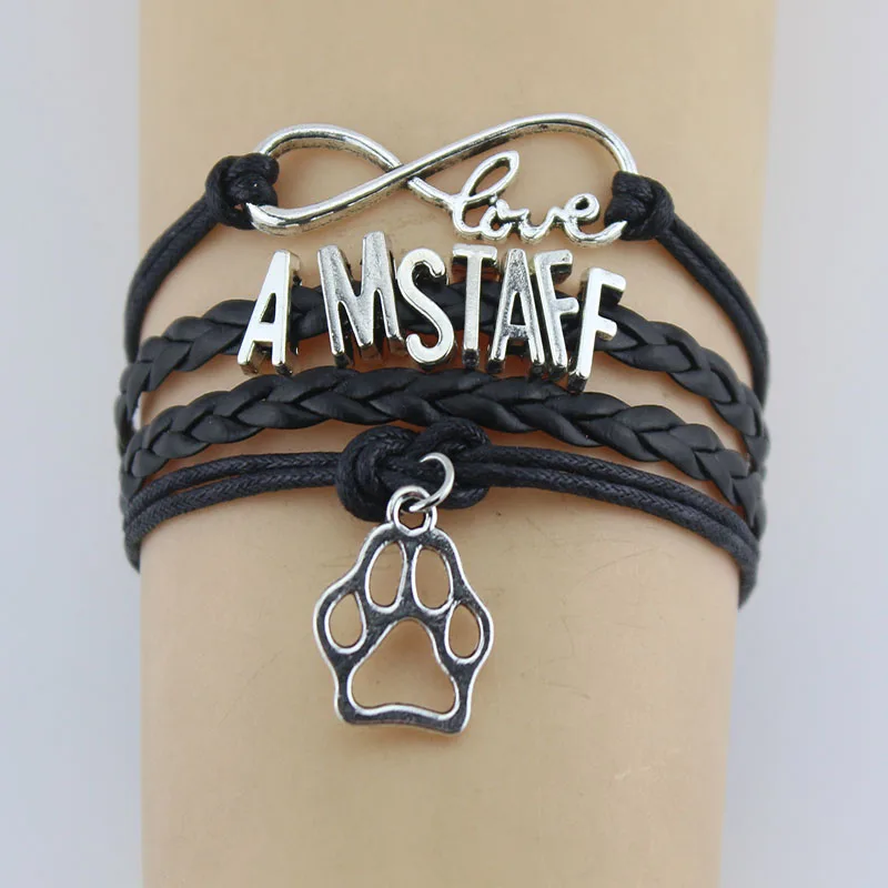 Фото Бесконечная любовь браслеты с надписью amstaff Шарм ручной работы собака Лапа