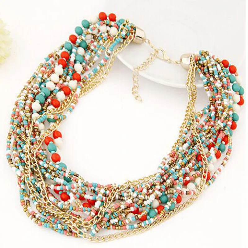 Boho Style Design Women Fashion Charm Multicolor Beads Jewelry Handmade Long Tassel Statement Link Chain Choker Necklace
Boho Style Design Women Fashion Charm Multicolor Beads Jewelry Handmade Long Tassel Statement Link Chain Choker Necklace