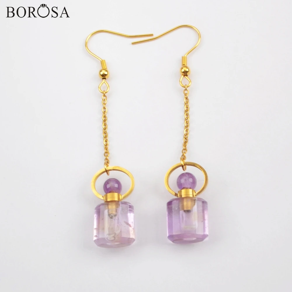 BOROSA 3Pairs New Perfume Bottle Shape Natural Amethysts Drop Earrings Scent-bottle Shape Women Earring Factory Outlet WX1169
BOROSA 3Pairs New Perfume Bottle Shape Natural Amethysts Drop Earrings Scent-bottle Shape Women Earring Factory Outlet WX1169