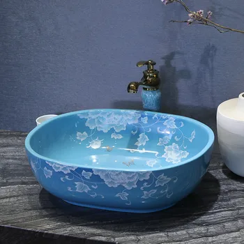 Artistic Porcelain Art Countertop Washnasin Ceramic Blue Bathroom Vessel Sinks Vanities bathroom countertop sinks oval
Artistic Porcelain Art Countertop Washnasin Ceramic Blue Bathroom Vessel Sinks Vanities bathroom countertop sinks oval