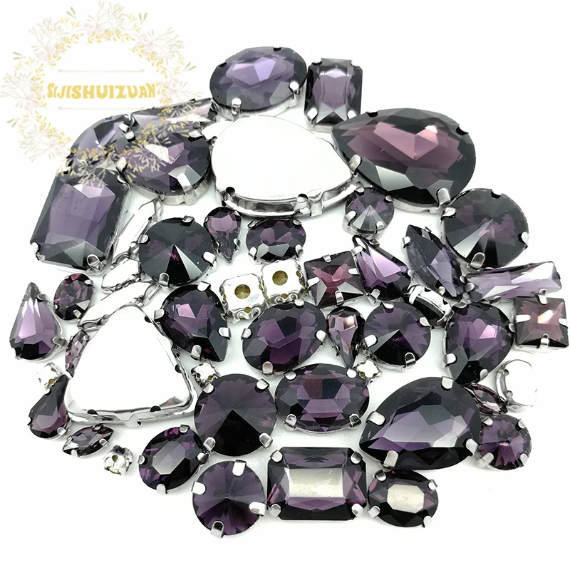 52pcs 23sizes 10shapes MIX Deep Purple Size Crystal Glass Sew-on Rhinestones silvery Bottom DIY Women's Dresses sijishuizuan
52pcs 23sizes 10shapes MIX Deep Purple Size Crystal Glass Sew-on Rhinestones silvery Bottom DIY Women's Dresses sijishuizuan