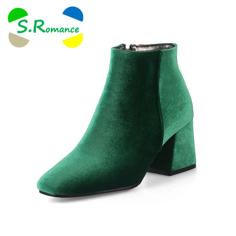 S.Romance Women Ankle Boots Plus Size 34-43 High Square Heel Zip Square Toe Fashion Woman Shoes Black Green Apricot Red SB1119
S.Romance Women Ankle Boots Plus Size 34-43 High Square Heel Zip Square Toe Fashion Woman Shoes Black Green Apricot Red SB1119