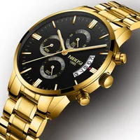 Nibosi Watches Clock Man Full Steel Black Cassic Chronograph Quartz Clock Man Gold Mens Watches Top Brand Luxury Sports Watches image