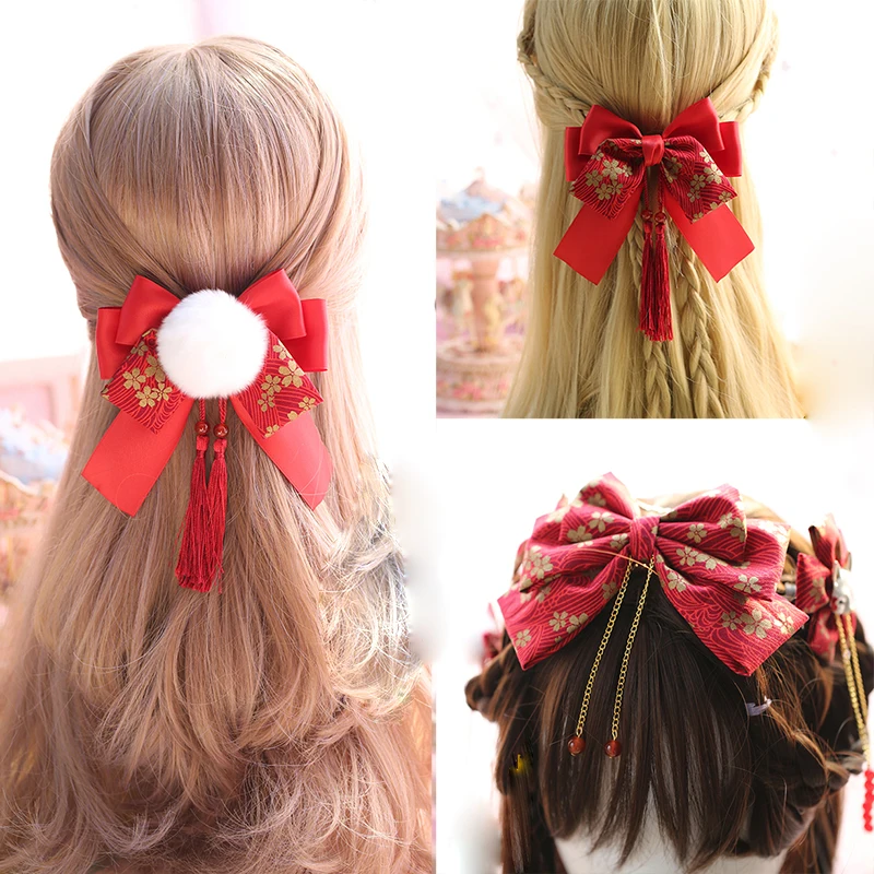 Chinese style Tassel Bowknot Pom Pom Trim Lolita Girl Headwear Hair pin Kimono Bathrobe Hair Accessories Decoration Headdress
Chinese style Tassel Bowknot Pom Pom Trim Lolita Girl Headwear Hair pin Kimono Bathrobe Hair Accessories Decoration Headdress