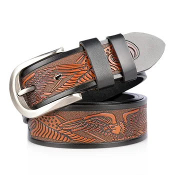 Fashionable Personality Genuine Leather Men Belt Eagle Embossing High-grade Craft Leisure Button Jeans Leather Punk Modis
Fashionable Personality Genuine Leather Men Belt Eagle Embossing High-grade Craft Leisure Button Jeans Leather Punk Modis
