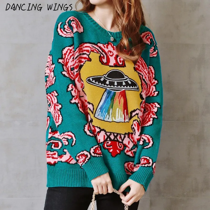 winter tops for women 2019 Runway UFO Embroidered Jacquard Knitted women sweaters and pullovers
winter tops for women 2019 Runway UFO Embroidered Jacquard Knitted women sweaters and pullovers