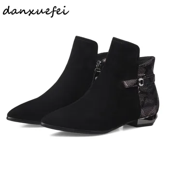 women's genuine suede leather patchwork metal buckle flats ankle boots brand designer pointed toe comfort short booties shoes
women's genuine suede leather patchwork metal buckle flats ankle boots brand designer pointed toe comfort short booties shoes