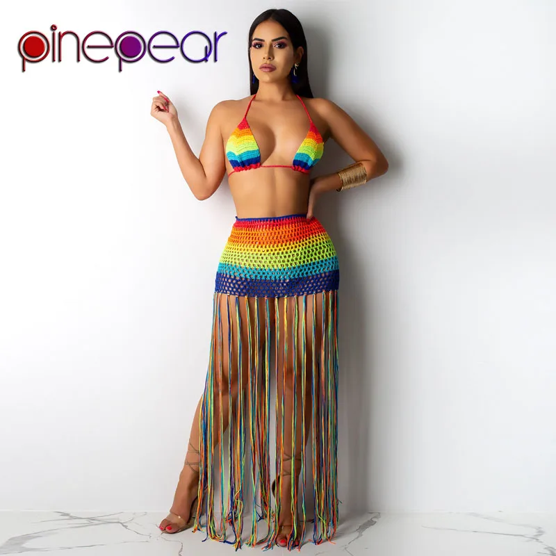 PinePear Colourful Rainbow Knit Bra + Tassel See Through Skirt 2 Piece Swimsuit Women Set 2019 Swim Suit Beach Wear Dropshipping
PinePear Colourful Rainbow Knit Bra + Tassel See Through Skirt 2 Piece Swimsuit Women Set 2019 Swim Suit Beach Wear Dropshipping
