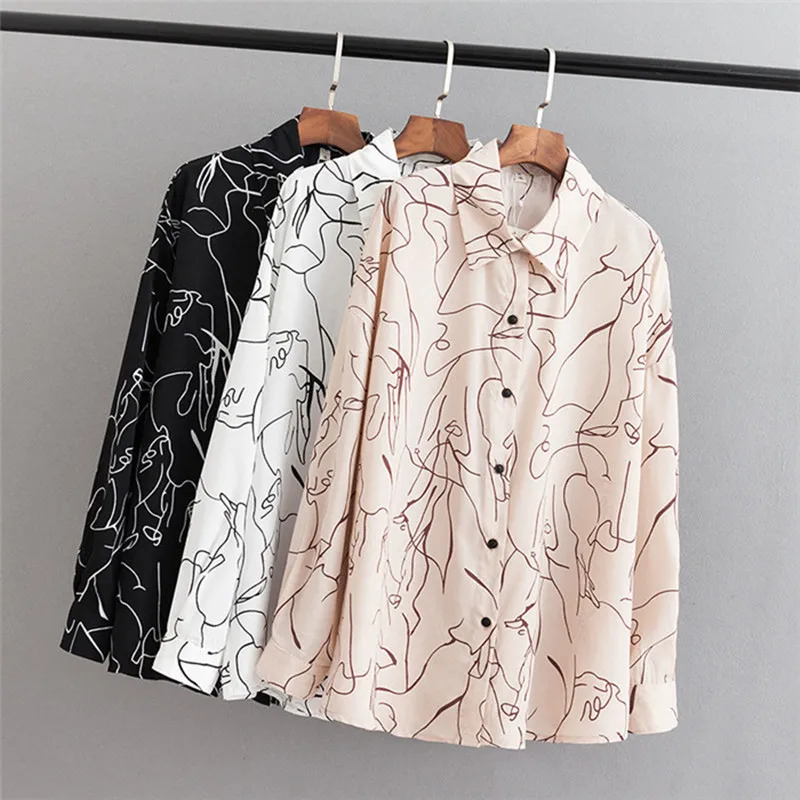 Korean version loose shirts top women Spring summer Plus size 4XL Long sleeve print Blouses female fashion Chiffon Blouses G91
Korean version loose shirts top women Spring summer Plus size 4XL Long sleeve print Blouses female fashion Chiffon Blouses G91