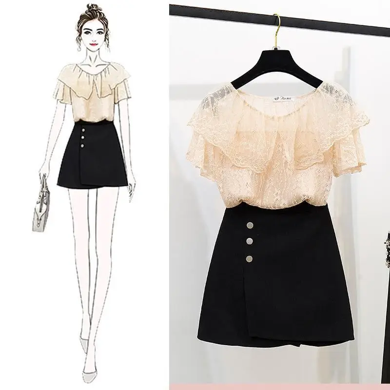 2019 New Summer Women Lace Patchwork Ruffles Solid Shirt+Irregular Hem Button Slim Mini Skirt Suit Female Casual Sweet Sets Y42
2019 New Summer Women Lace Patchwork Ruffles Solid Shirt+Irregular Hem Button Slim Mini Skirt Suit Female Casual Sweet Sets Y42