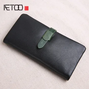 AETOO Soft leather wallet, women's leather long buckled cowhide mobile phone bag, multi-function wallet 
AETOO Soft leather wallet, women's leather long buckled cowhide mobile phone bag, multi-function wallet