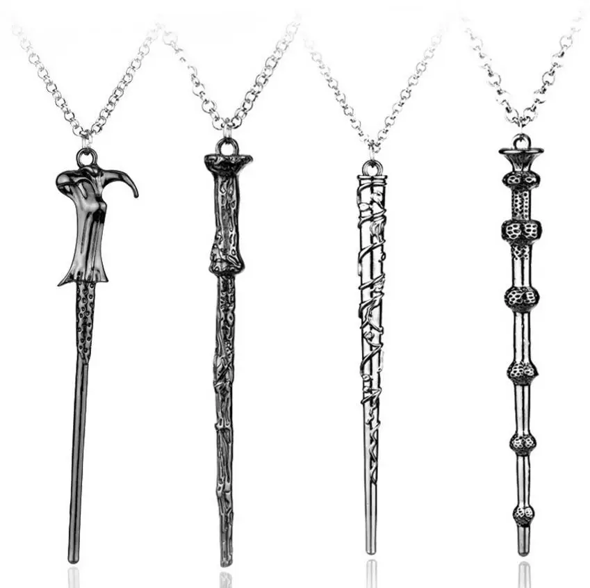 Trendy vintage Harri Potter Magic Wand necklaces pendants cast magic spells arms necklace gifts hermion movie lovers Action