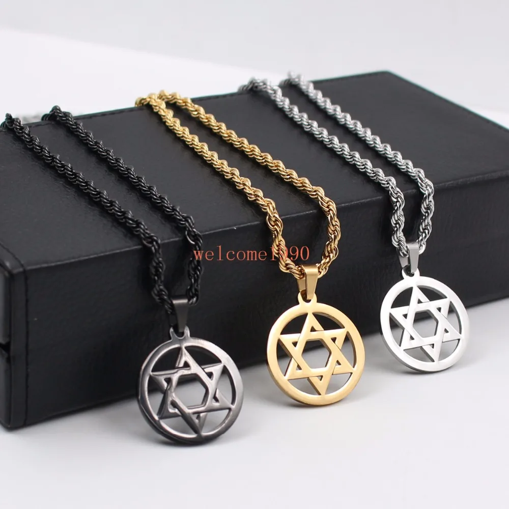 GNAYY Jewelry Silver/gold/black stainless steel necklace star of David pendant 30mm size with rope chain 4mm 22 inch
GNAYY Jewelry Silver/gold/black stainless steel necklace star of David pendant 30mm size with rope chain 4mm 22 inch