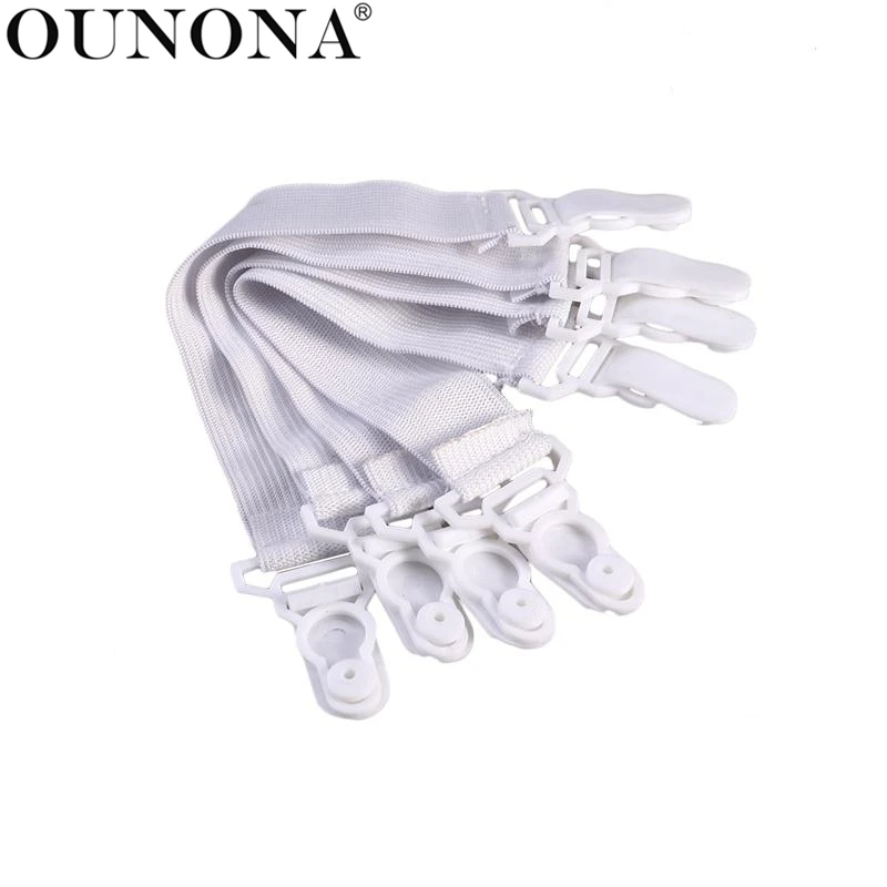 4pcs Elastic Bed Sheet Grippers Garter Fastener Straps with Rubber Button Hook & Clasp
4pcs Elastic Bed Sheet Grippers Garter Fastener Straps with Rubber Button Hook & Clasp