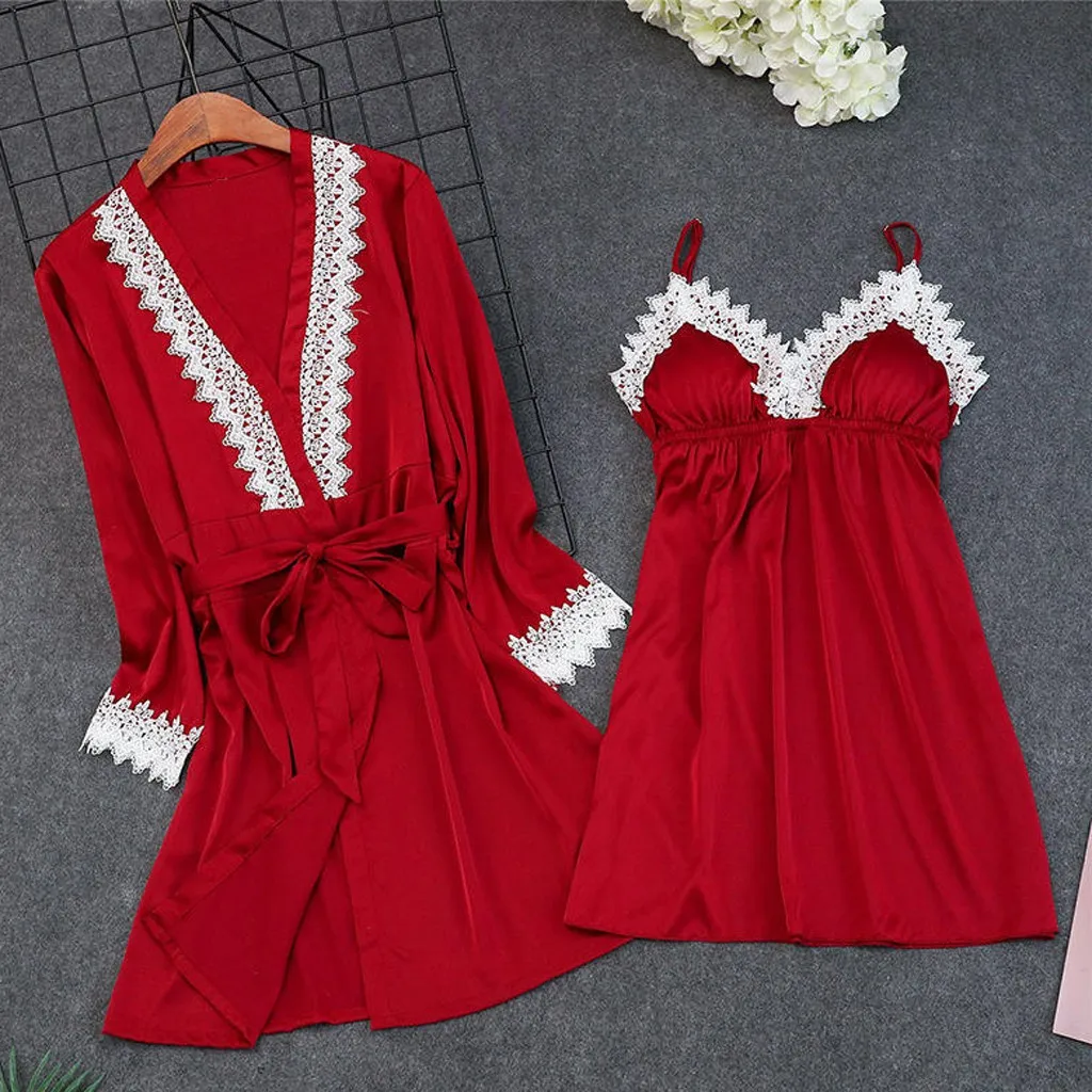 Lingerie Women Silk Lace Robe Dress Babydoll Sleepwear Nightdress Pajamas Set Nuisette Femme De Nuit Pijamas Women Sleepwear
Lingerie Women Silk Lace Robe Dress Babydoll Sleepwear Nightdress Pajamas Set Nuisette Femme De Nuit Pijamas Women Sleepwear