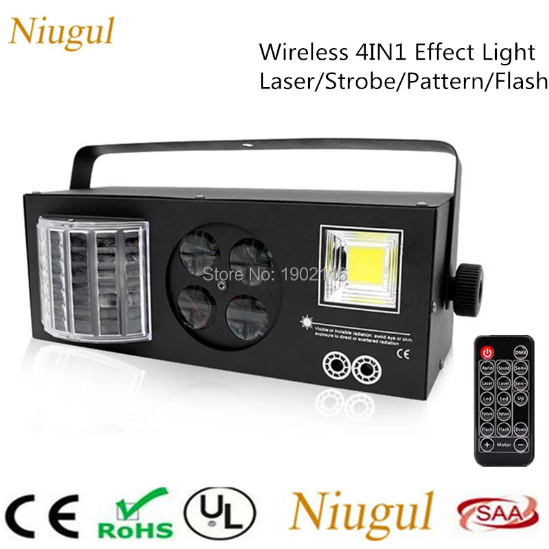 With Wireless Control 4in1 Effect Stage Lights, 4X3W LED Pattern Light/6x3W LED Flash/Red Green Laser/20W White Strobe LED Lamp
With Wireless Control 4in1 Effect Stage Lights, 4X3W LED Pattern Light/6x3W LED Flash/Red Green Laser/20W White Strobe LED Lamp