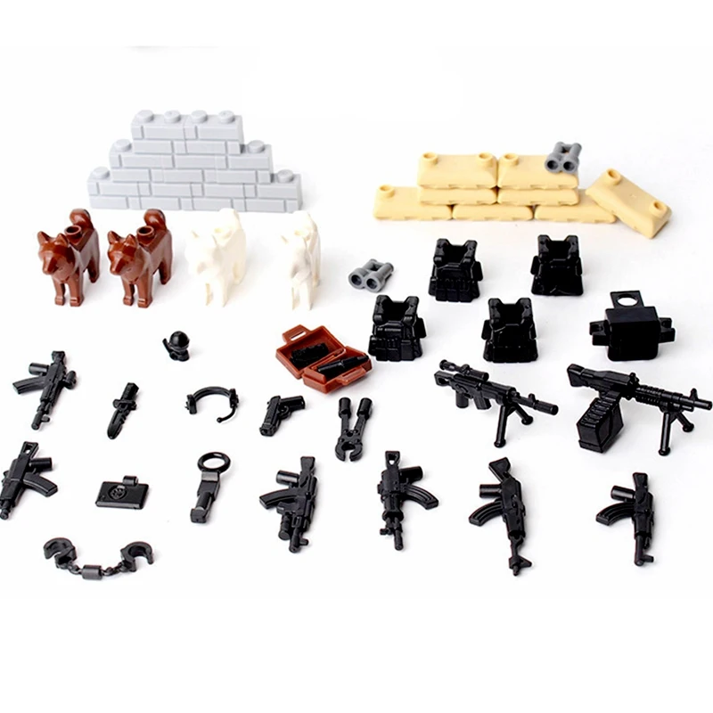 Legoing Blocks Military MOC Weapon Bag with Guns Dogs Building Blocks Toys For Children Assemble Block Parts Army SWAT
Legoing Blocks Military MOC Weapon Bag with Guns Dogs Building Blocks Toys For Children Assemble Block Parts Army SWAT