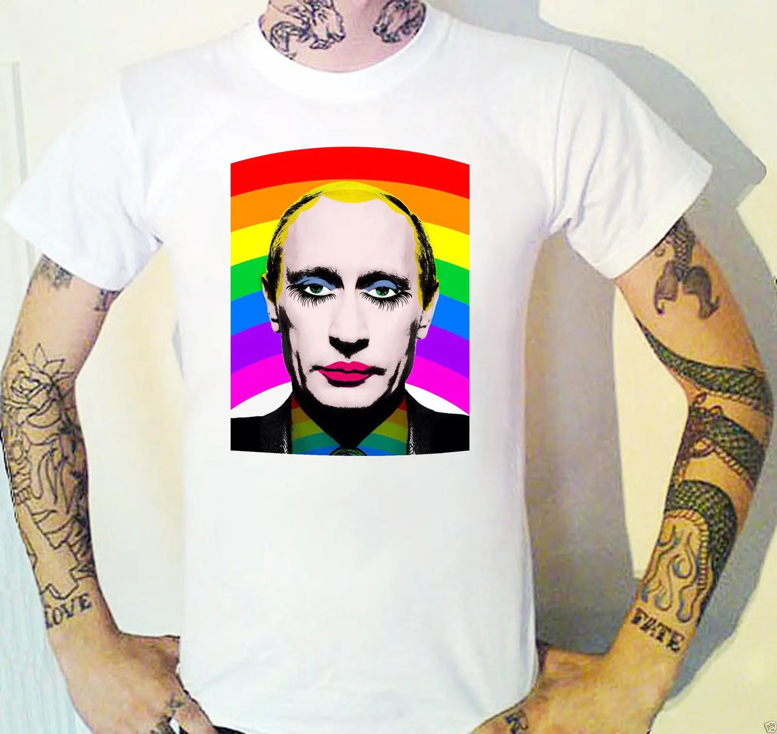 Gay Putin T-Shirt LGBT Soviet Russian Rainbow Transgender Equality RightsStreetwear Funny Print Clothing Hip-Tope Mans T-Shirt
Gay Putin T-Shirt LGBT Soviet Russian Rainbow Transgender Equality RightsStreetwear Funny Print Clothing Hip-Tope Mans T-Shirt