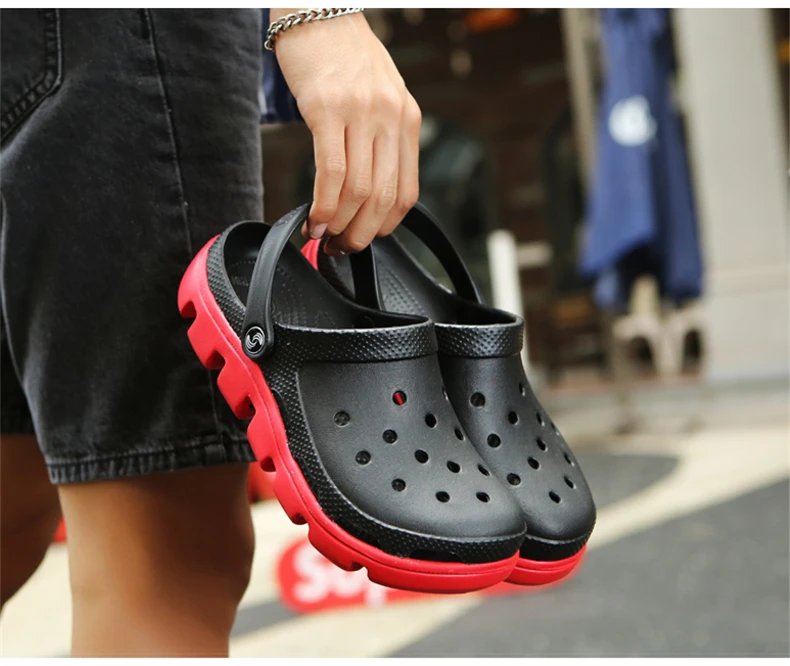 Brand Big Size 39-47 Croc Men Water Casual Aqua Clogs Hot Male Band Sandals Summer Slides Black Beach Swimming Shoes (5)