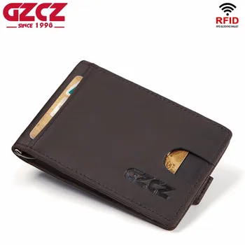 GZCZ Hot! Genuine Crazy Horse Cowhide Leather Money Clips High Quality Rfid Wallets Fashion Mini Purses Vintage Men Wallet Walet
GZCZ Hot! Genuine Crazy Horse Cowhide Leather Money Clips High Quality Rfid Wallets Fashion Mini Purses Vintage Men Wallet Walet