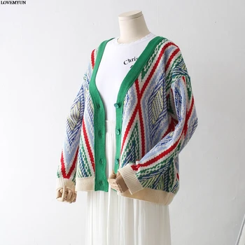2019 Autumn Women Sweaters Long Sleeve Knitted Tops Retro Colorful Argyle Sweater Jumpers Vintage Preppy Knitwear Cardigans
2019 Autumn Women Sweaters Long Sleeve Knitted Tops Retro Colorful Argyle Sweater Jumpers Vintage Preppy Knitwear Cardigans