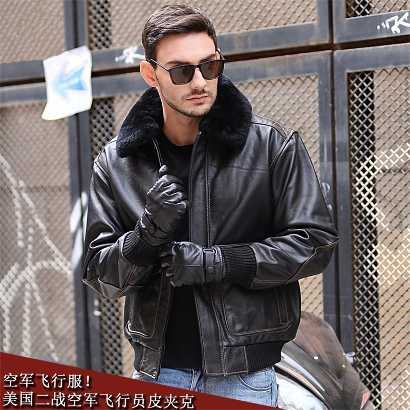 Winter slim fit leather jackets for men cowskin short air force pilot jacket casual wool collar motorcycle couro hooded coat
Winter slim fit leather jackets for men cowskin short air force pilot jacket casual wool collar motorcycle couro hooded coat