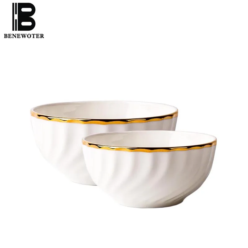 Creative Ceramic Bone China Large Soup Needles Bowls Handmade Gold Rim Fruit Salad Rice Bowl Household Dinnerware Tableware Gift
Creative Ceramic Bone China Large Soup Needles Bowls Handmade Gold Rim Fruit Salad Rice Bowl Household Dinnerware Tableware Gift