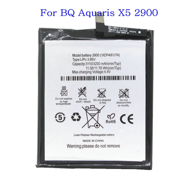 5pcs /lot 2900mAh Replacement Phone Battery BQ 2900 bq2900 For BQ Aquaris X5 Recahargerable Batteries
5pcs /lot 2900mAh Replacement Phone Battery BQ 2900 bq2900 For BQ Aquaris X5 Recahargerable Batteries