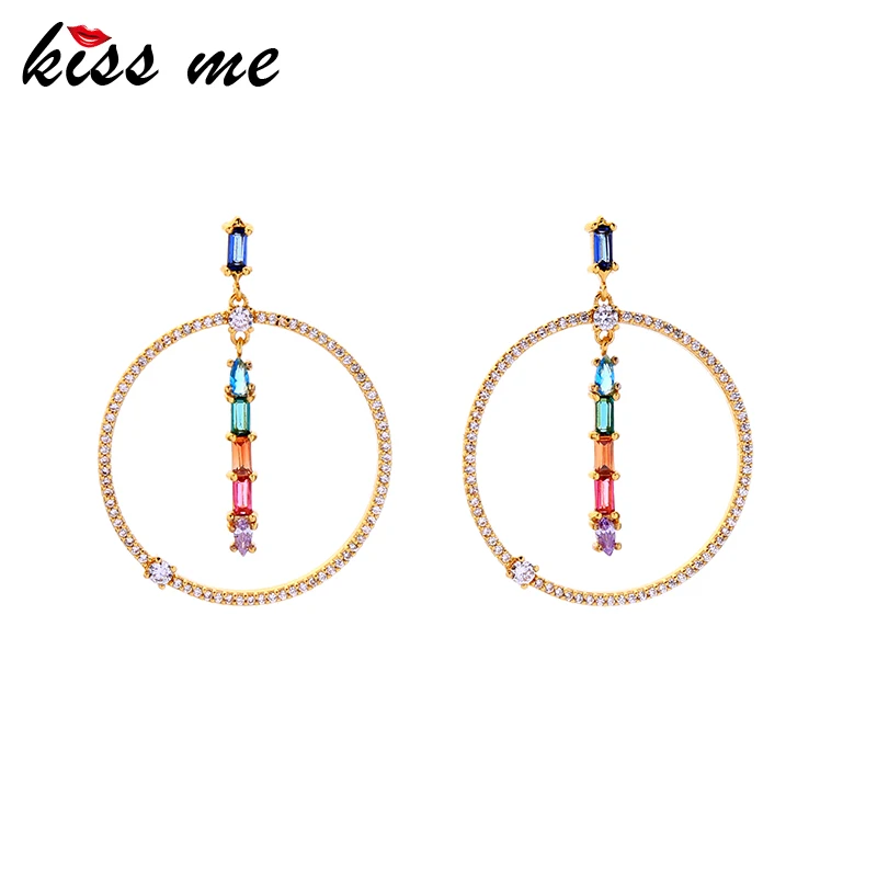 kissme Luxury Multicolored Shiny Zircon Round Circle Drop Earrings For Women Gifts Gold Color Fashion Brass Jewelry Accessories
kissme Luxury Multicolored Shiny Zircon Round Circle Drop Earrings For Women Gifts Gold Color Fashion Brass Jewelry Accessories
