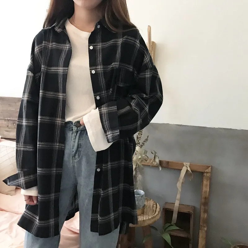 Women Shirts Casual Plaid All-Match Loose Long Sleeve Daily Bf Single Breasted Womens Korean Style Harajuku Shirts
Women Shirts Casual Plaid All-Match Loose Long Sleeve Daily Bf Single Breasted Womens Korean Style Harajuku Shirts